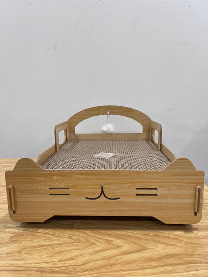 Wooden Felt Cat Bed Villa Semi-Enclosed Indoor Cat House Detachable Warm Nest Bed Katil Kucing Kayu FURMP002