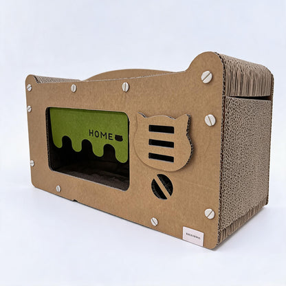 Wooden Felt Cat Bed Villa Semi-Enclosed Indoor Cat House Detachable Warm Nest Bed Katil Kucing Kayu FURMP002