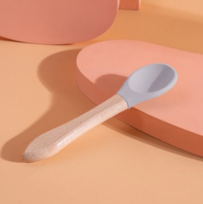 Silicone Pet Canned Food Spoon Wooden Handle Cat Dog Wet Food Feeder Scraper Scoop Food Grade Sudu