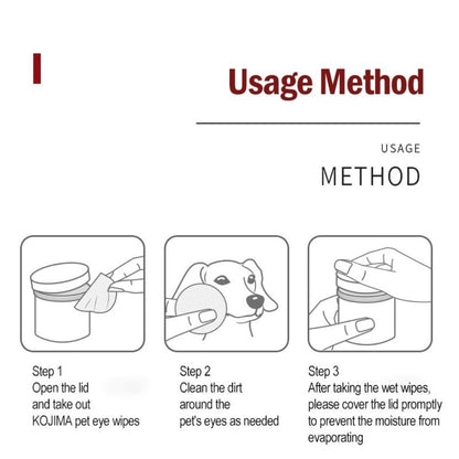 KOJIMA 120pcs Tear Stain Wipes: Ear Mite Cleaning for Cats & Dogs