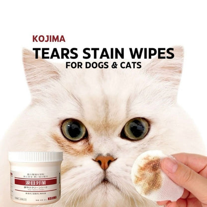 KOJIMA 120pcs Tear Stain Wipes: Ear Mite Cleaning for Cats & Dogs