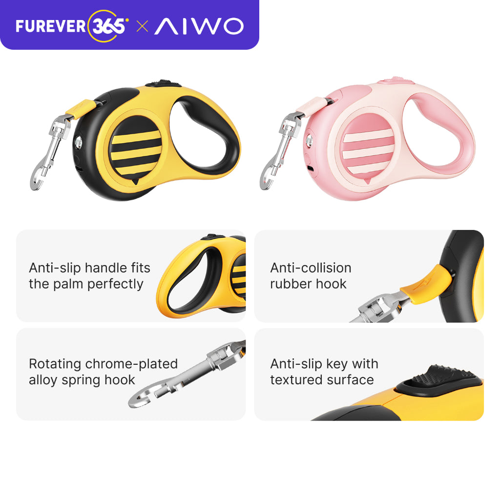FUREVER365 3m LED Retractable Leash: 150kg Pull Resistance for Small Cats & Puppies