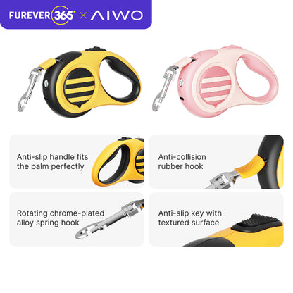 FUREVER365 3m LED Retractable Leash: 150kg Pull Resistance for Small Cats & Puppies