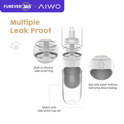 AIWO 330ml Portable Pet Travel Water Bottle: Leak-Proof Bowl for Outdoor