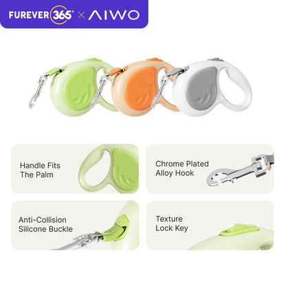 AIWO Outdoor Retractable Pet Leash: 150kg Pull Limit LED Light Walking Rope