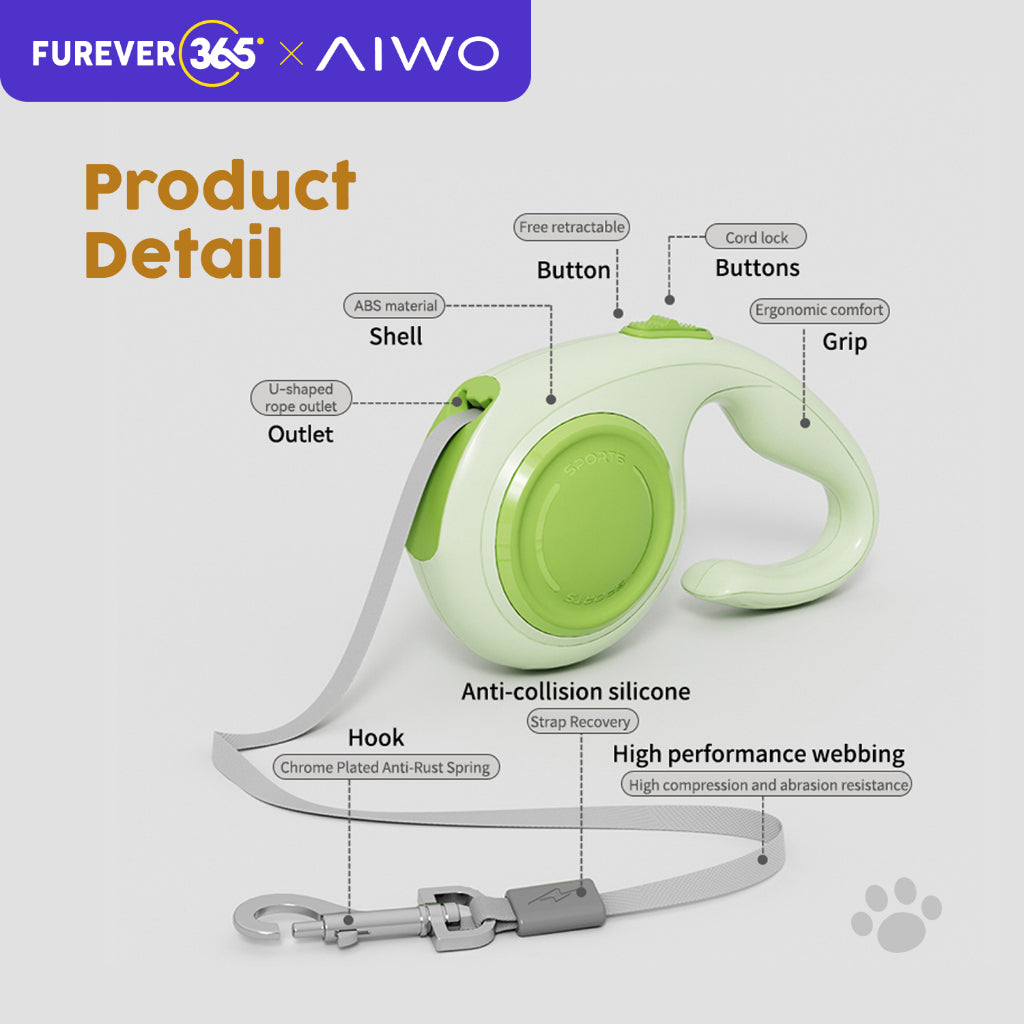 FUREVER365 3m Automatic Retractable Leash: 100kg Strong Traction for Medium Dogs
