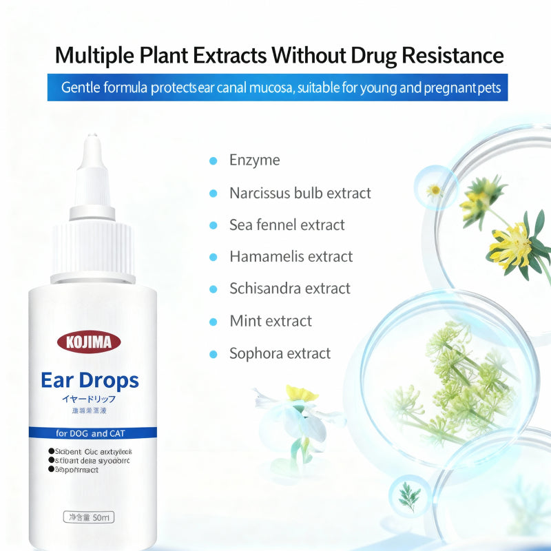 KOJIMA 50ml Ear Cleaner Drops: Essential Oil Anti-Mite Formula for Pets