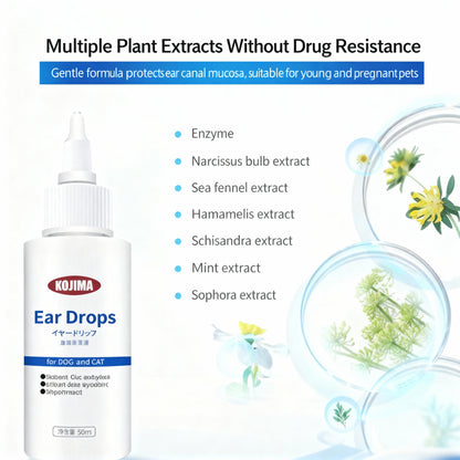 KOJIMA 50ml Ear Cleaner Drops: Essential Oil Anti-Mite Formula for Pets