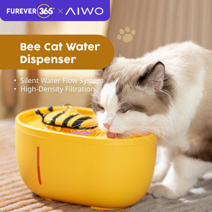 AIWO 3.5L Automatic Cat Water Fountain: 2-in-1 Dispenser & Feeder System
