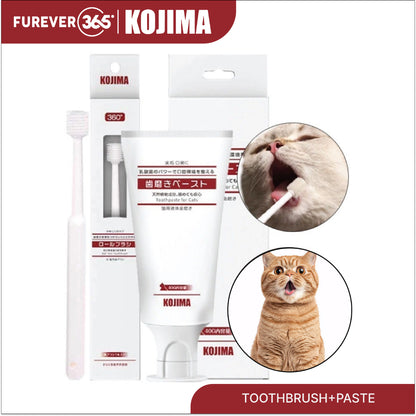 KOJIMA Microfiber Toothbrush & Toothpaste Set: Oral Hygiene for Pets