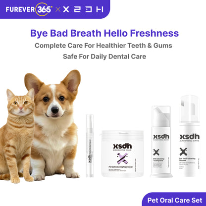 XSDH 4-in-1 Pet Dental Care Set: Cleaning Pen, Mousse, Spray & Finger Cot