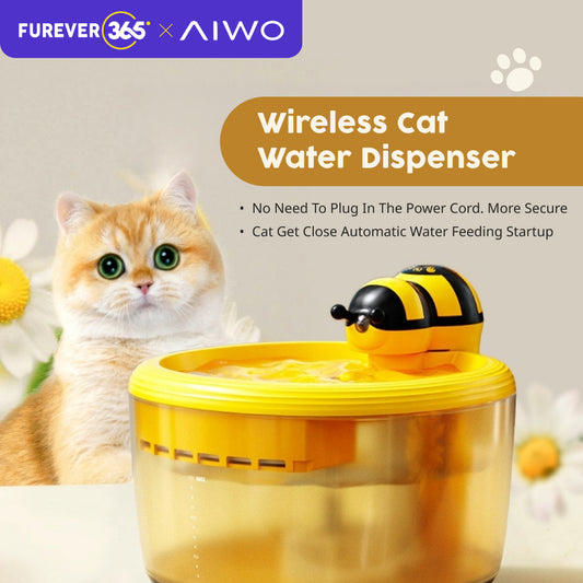 AIWO 2.2L Wireless Cat Water Fountain: USB Rechargeable Smart Sensor