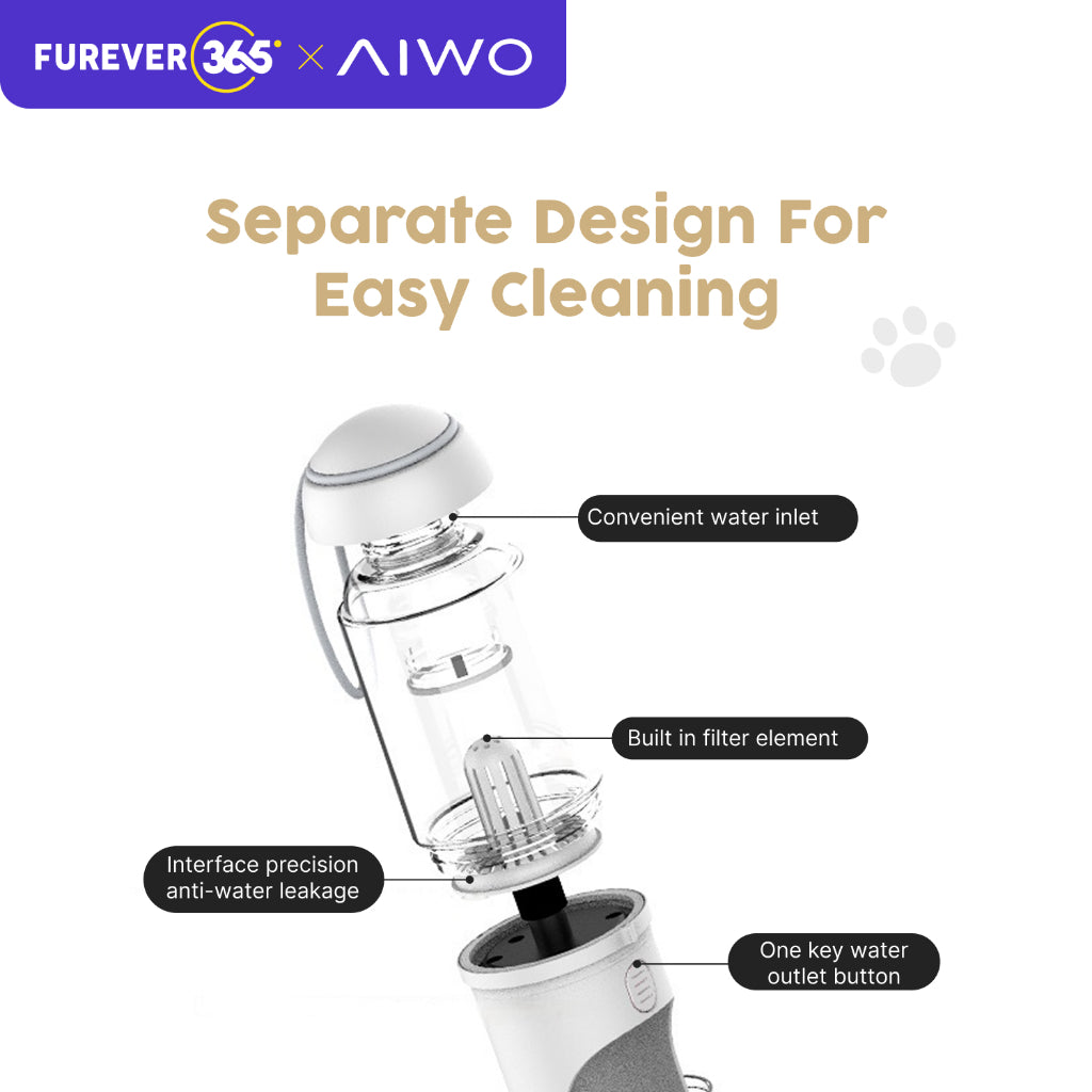 AIWO 330ml Portable Pet Travel Water Bottle: Leak-Proof Bowl for Outdoor