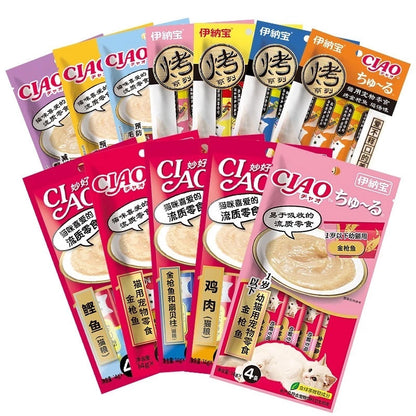 Ciao Churu Creamy Cat Treat Healthy Cat Snack Cat Wet Food Cat Stick Makanan Kucing 14g x 4