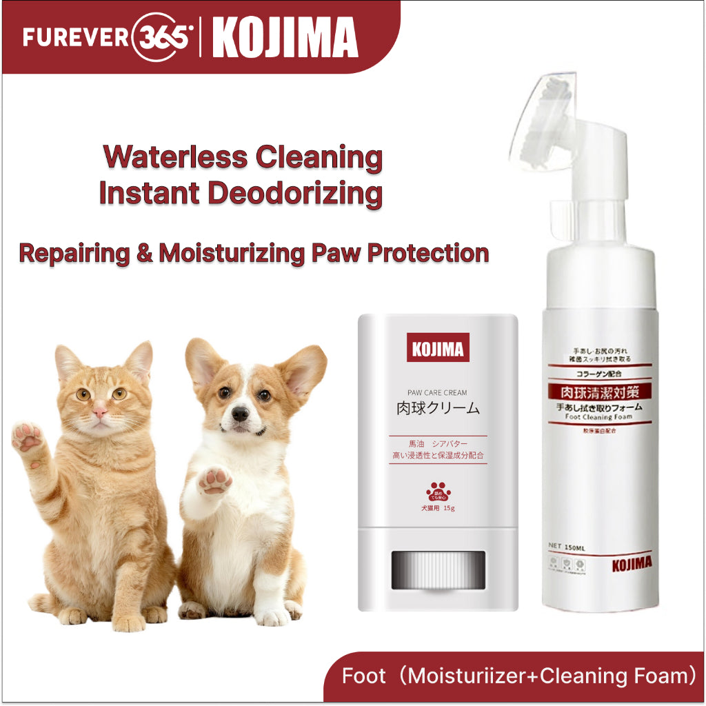 KOJIMA 2-Piece Paw Set: 150ml Foam + 15g Cream for Complete Care
