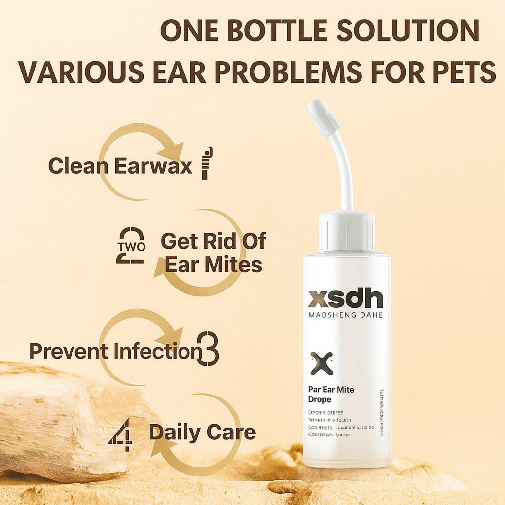 XSDH 60ml Pet Ear Cleaner Solution: Gentle Treatment for Mites & Odor