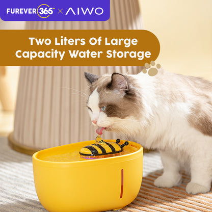 AIWO 3.5L Automatic Cat Water Fountain: 2-in-1 Dispenser & Feeder System