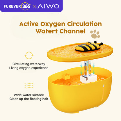 AIWO 3.5L Automatic Cat Water Fountain: 2-in-1 Dispenser & Feeder System