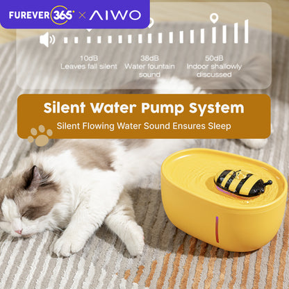 AIWO 3.5L Automatic Cat Water Fountain: 2-in-1 Dispenser & Feeder System