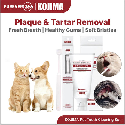 KOJIMA Microfiber Toothbrush & Toothpaste Set: Oral Hygiene for Pets