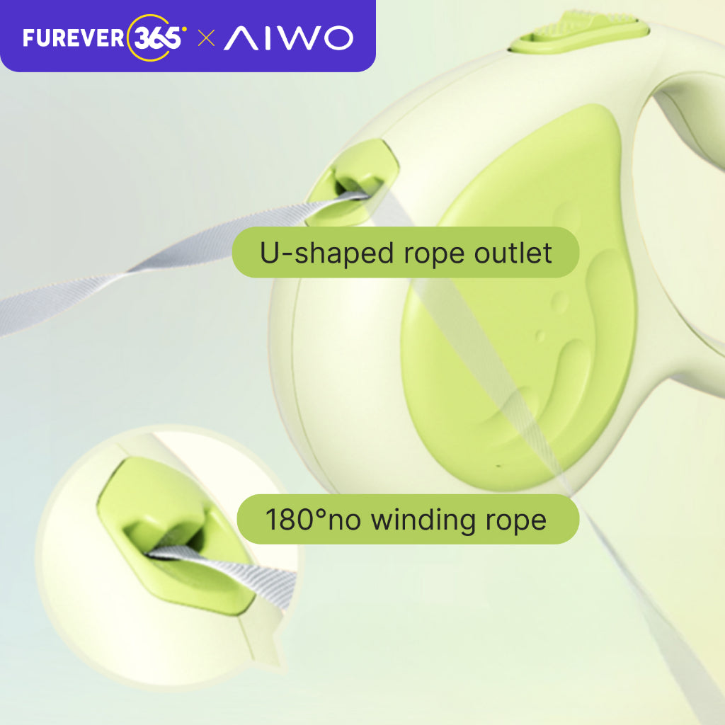 AIWO Outdoor Retractable Pet Leash: 150kg Pull Limit LED Light Walking Rope