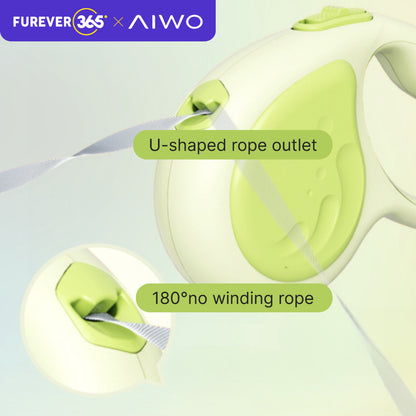 AIWO Outdoor Retractable Pet Leash: 150kg Pull Limit LED Light Walking Rope
