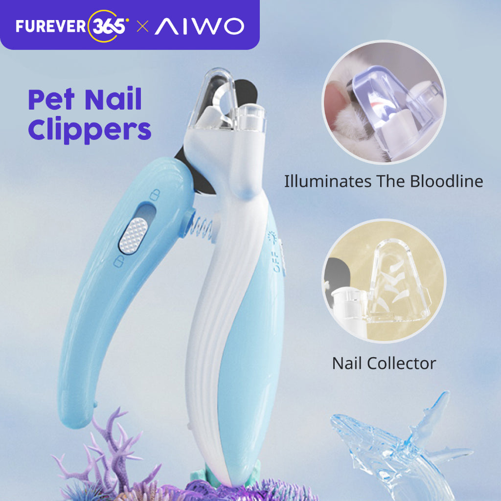 AIWO LED Pet Nail Clippers: Anti-Splash Safe Claw Trimmer for Grooming