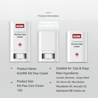KOJIMA 15g Paw Balm: Natural Oils Moisturizing Cream for Dry Paws