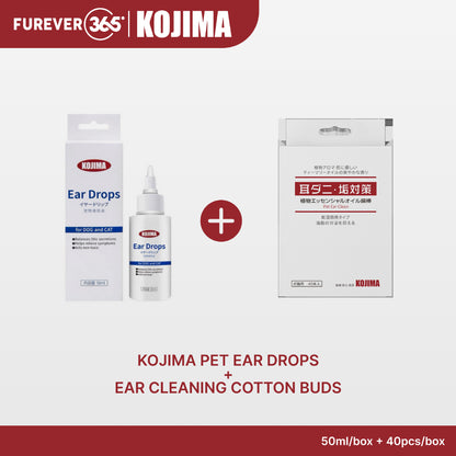 KOJIMA 2-Piece Ear Care Set: 50ml Drops + Essential Oil Cotton Buds