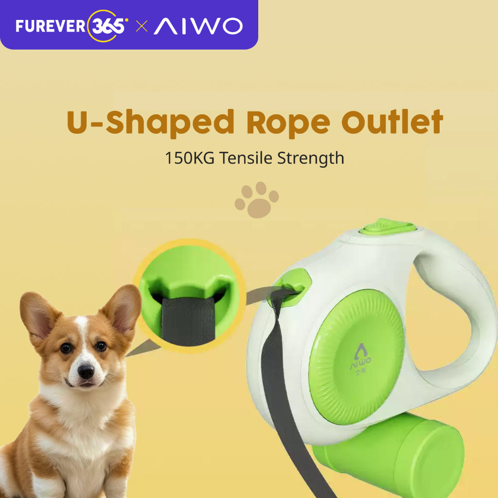 FUREVER365 3m/5m Automatic Pet Leash: 150kg Pull Limit with Waste Bag Dispenser