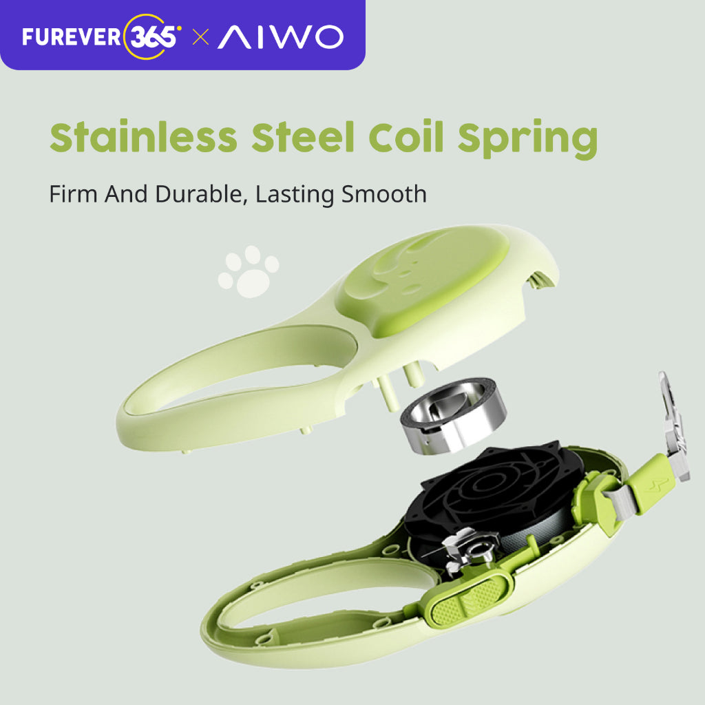 AIWO Outdoor Retractable Pet Leash: 150kg Pull Limit LED Light Walking Rope