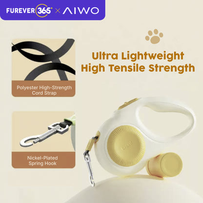 FUREVER365 3m/5m Automatic Pet Leash: 150kg Pull Limit with Waste Bag Dispenser
