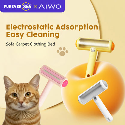 AIWO Reusable Pet Hair Remover: Portable Roller Brush for Cat & Dog Fur Cleaning