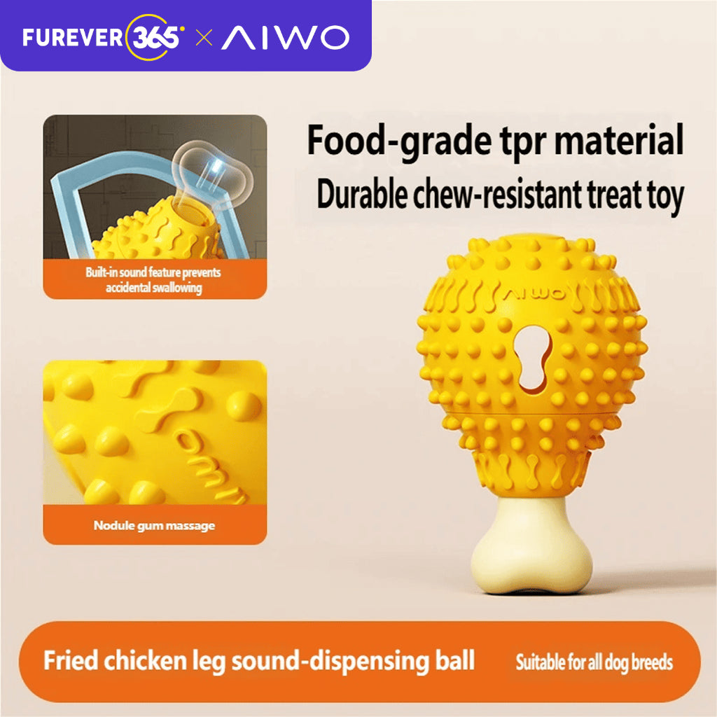AIWO TPR Squeaky Feeding Ball: Interactive Slow Feeder & Dental Toy