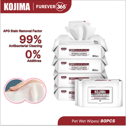 80pcs Pet Wet Wipes for Malaysia Humid Climate: Antibacterial Ag+ Silver Tissue