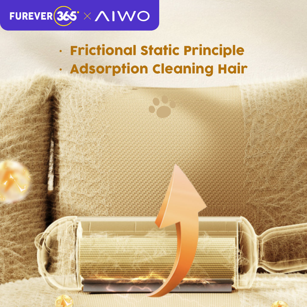 AIWO Reusable Electrostatic Pet Hair Remover: Bidirectional Roller for Sofa & Carpet