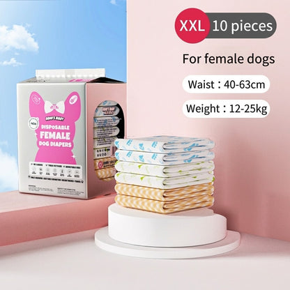 DONO’S DIARY Dog Diapers Male Female Disposable Pet Nappies Leak-Proof Soft Wood Pulp 10pcs/pack