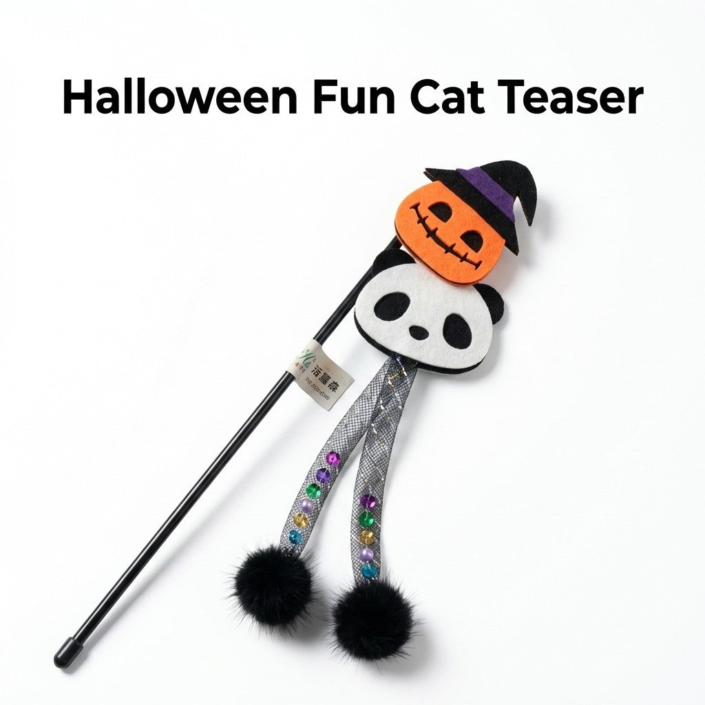 FUREVER365 YM-49 Minimalist Felt Ball Cat Teaser - High-Elasticity Steel Wire Bouncing Wand Toy