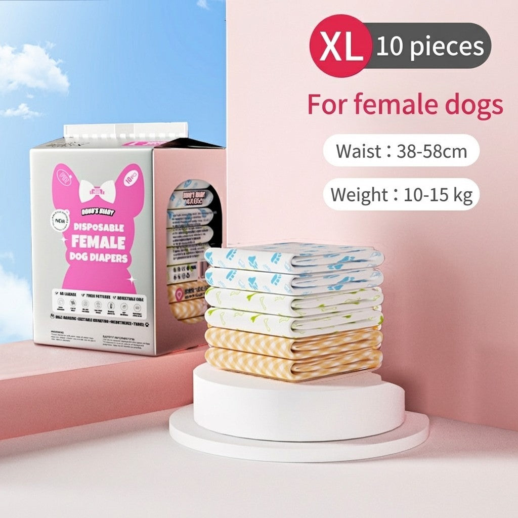 DONO’S DIARY Dog Diapers Male Female Disposable Pet Nappies Leak-Proof Soft Wood Pulp 10pcs/pack