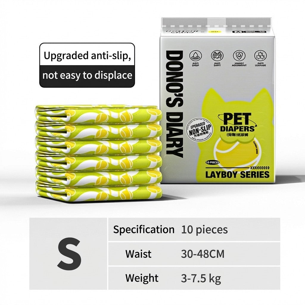 DONO’S DIARY Dog Diapers Male Female Disposable Pet Nappies Leak-Proof Soft Wood Pulp 10pcs/pack