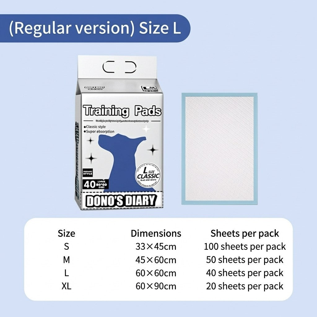 DONO'S DIARY Pet Training Pads Leak-proof Dog Pee Pads High Absorbent Puppy Potty Mats S/M/L/XL