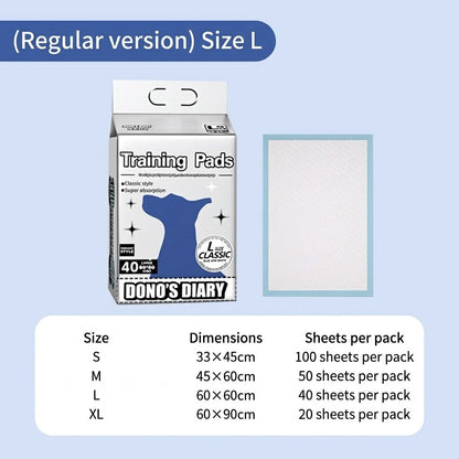 DONO'S DIARY Pet Training Pads Leak-proof Dog Pee Pads High Absorbent Puppy Potty Mats S/M/L/XL