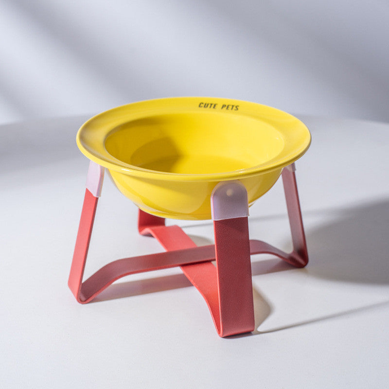 Korean Style Elevated Ceramic Pet Bowl Anti-Black Chin Neck Protection Cat Dog Food Water UFO Bowl
