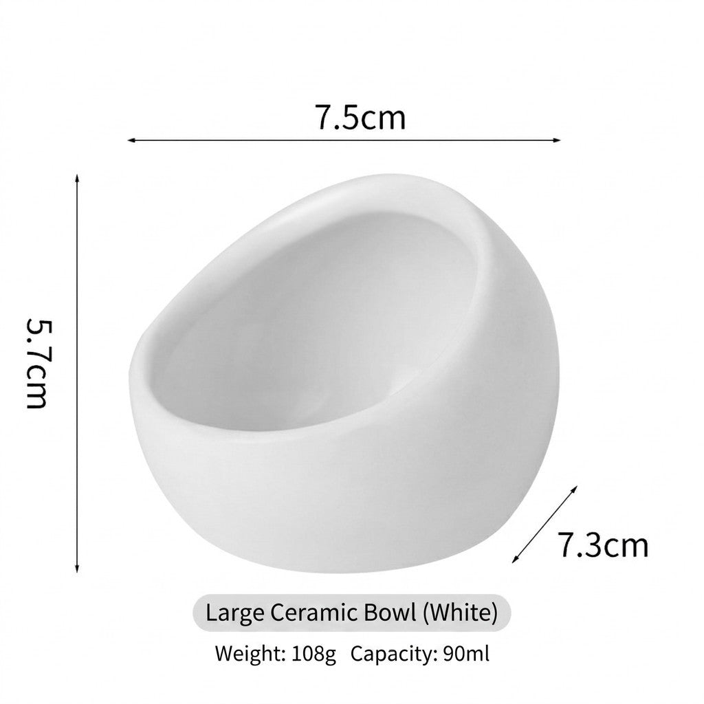 Ceramic Hamster Bowl Slanted Food Feeder Anti-Bite Stable Parrot Sugar Glider Bowl Bekas Makan Hamster