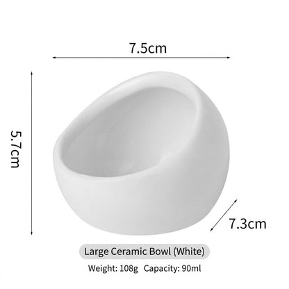 Ceramic Hamster Bowl Slanted Food Feeder Anti-Bite Stable Parrot Sugar Glider Bowl Bekas Makan Hamster