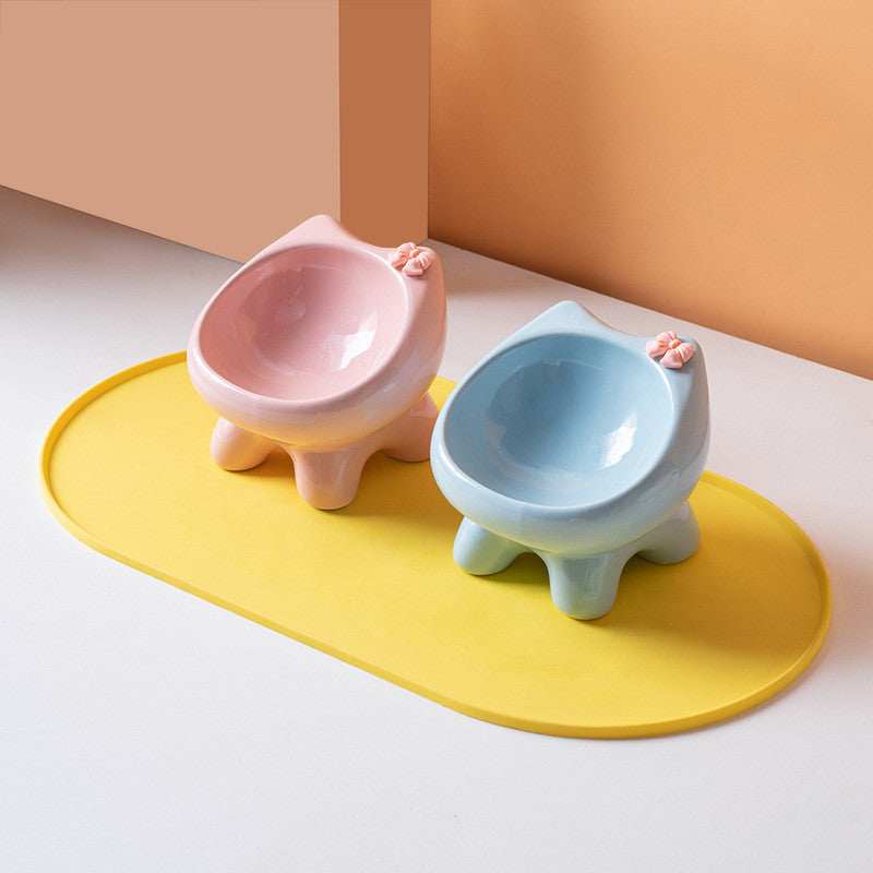 Ins Style Premium Ceramic Pet Bowl Cat Dog Food Water Basin Anti-Black Chin Heavy Duty Mangkuk Kucing