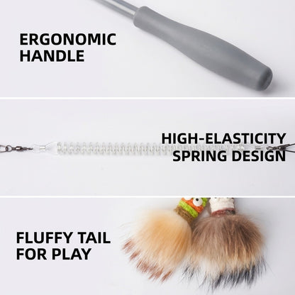 FUREVER365 HM-61 Squeaky Monster Cat Teaser - High-Elasticity Spring Wand with Physical Sounder Toy
