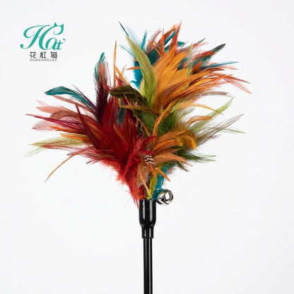 FUREVER365 YM-21 Long Feather Cat Teaser - Extra Long High-Elasticity Steel Wire Bouncing Wand Toy