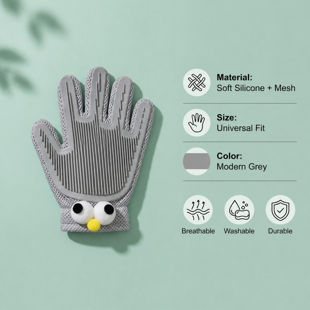 2-in-1 Pet Grooming Glove Cat Dog Hair Remover Deshedding Massage Bath Brush Sarung Tangan Kucing