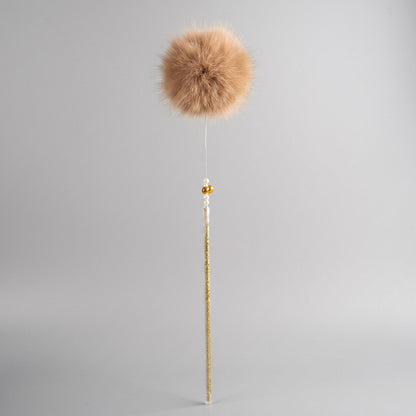 FUREVER365 HM-07 Premium Fox Fur Cat Teaser - Durable PVC Handle Long Steel Wire Bouncing Toy